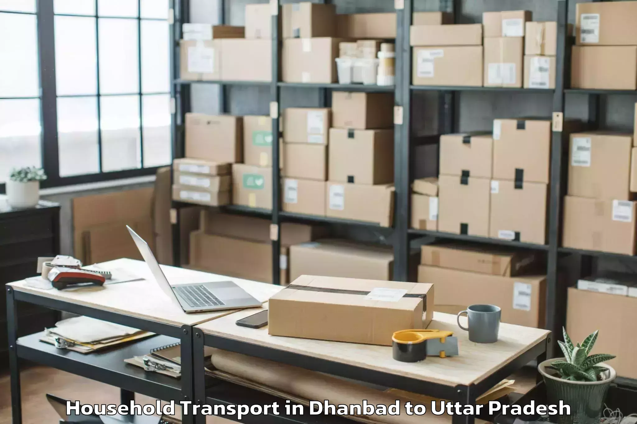 Book Dhanbad to Jalesar Household Transport Online